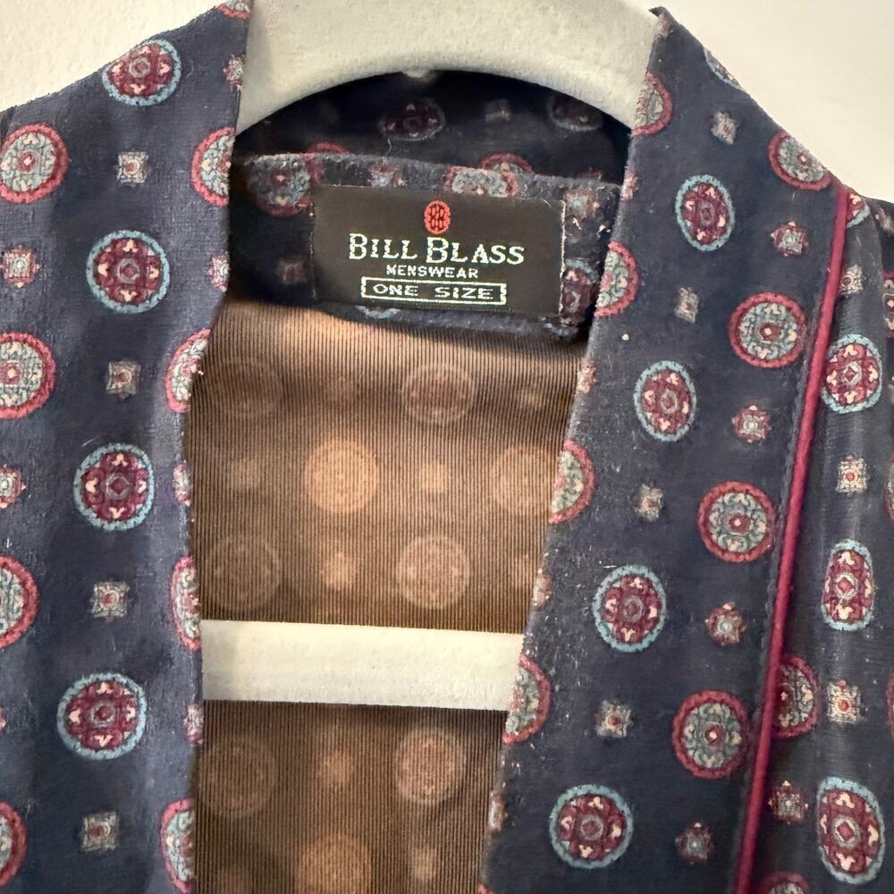 Bill Blass Robe Vintage Paisley Belted One Size Retro Loungewear Smoking Jacket